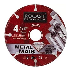 DISCO DE CORTE DIAMANTADO METAL MAIS - ROCAST