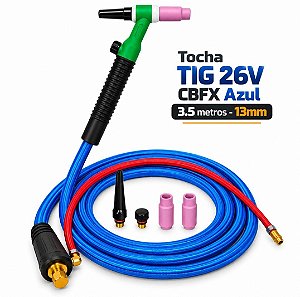 Tocha TIG seca 26V CBFX Azul 3.5mt 13mm