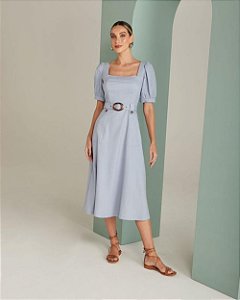 Vestido Midi Em Linho Aramodu