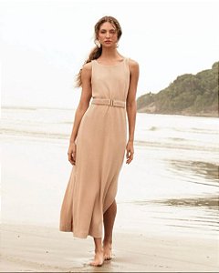 Vestido  Malha Canelada Com Cinto Milalai