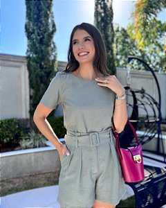 Blusa Cropped Detalhes Ombro Doce Flor