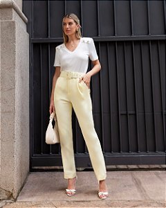 Blusa Com Detalhes Botões No Ombro Decote V Milalai