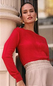 Blusa Em Tricot Decote Canoa