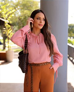 Blusa Manga Longa Com Amarração Doce Flor