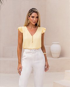 Blusa Decote V Com Botões Babadinho Milalai
