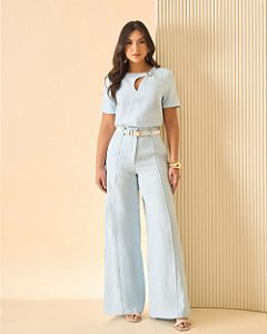 Calça Alfaiataria Wide Lag Com Fenda Milalai