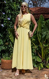 Vestido Midi Com Detalhes Em Torção Frontal