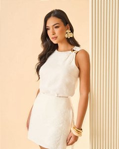 Regata Em Viscose Com Aviamento Dourado  Milalai