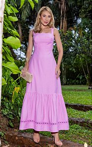 Vestido Midi Em Alfaiataria Decote Quadrado