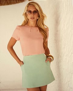 Blusa Em Crepe Liso Com Prega Donna Ritz