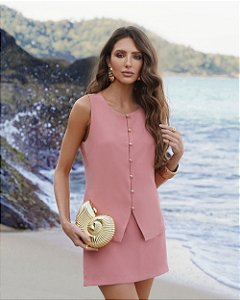 Blusa Alongada Com Botões Doce Flor
