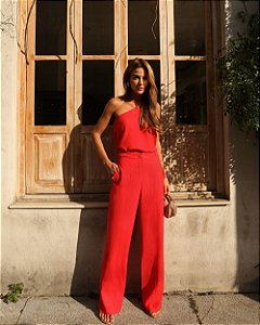 Calça Wide Leg Com Detalhes Cós Doce Flor