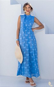 Vestido Midi Crepe Devore Coração