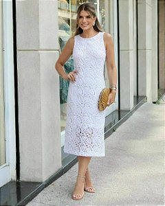 Vestido Midi Em Croche Doce Flor