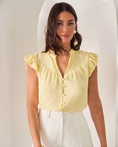 Blusa Em Crepe Com Botões Milalai