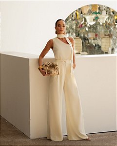 Calça Pantalona Com Pregas Doce Flor