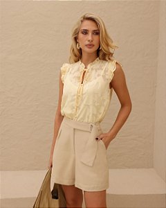 Blusa Babados Em Chiffon Jacquard Doce Flor
