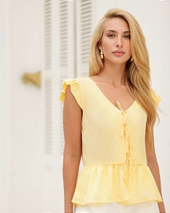 Blusa Em Crepe Com Babadinho Mangas Milalai