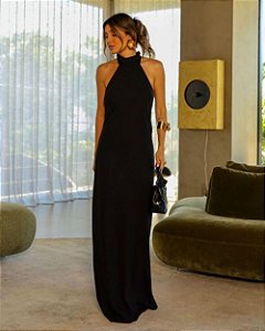 Vestido Longo Crepe Alfaiataria Frente Única Hirus