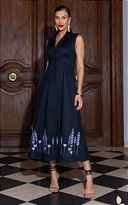 Chemise Tricoline Decote V Bordado