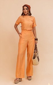 Calça Viscose Reta Com Bolso Faca