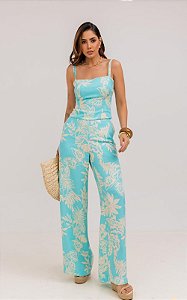Calça Viscose Estampado Com Bolso Faca