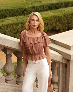 Blusa Manga Godê Com Babados Doce Flor