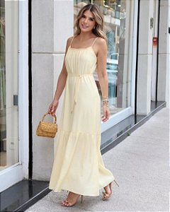 Vestido Longo De Alças Finas Doce Flor