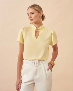 Blusa Decote Vazado Com Aviamento  Milalai