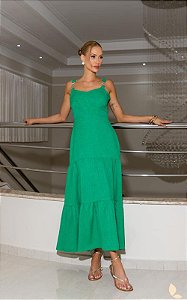 Vestido Midi Alfaiataria Com Recortes e  Decote Coração