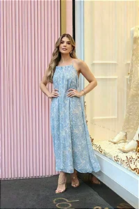 Vestido Longo Em Estampa Cashmere Doce Flor