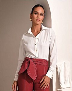 Camisa Manga Longa Em Crepe Kesses