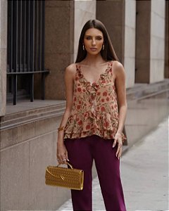 Regata Decote V Com Jabots Doce Flor