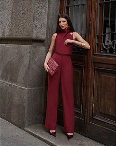 Calça Reta Em Alfaiataria Com Barra Italiana Doce Flor