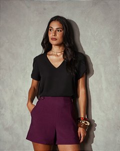 Blusa Decote V Manga Tulipa Dupla Donna Ritz