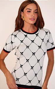 Blusa Tricot Laçinho Manga Curta
