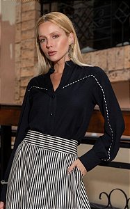 Camisa Em Viscose Com Pesponto E Botões