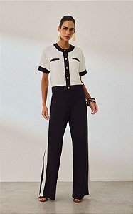 Conjunto Moletinho Blusa Manga Curta E Calça Pantalona