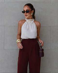 Regata Crepe Halter Gola Alta Milalai