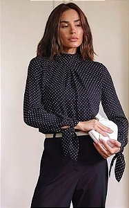 Blusa Em Crepe Manga Longa Poá