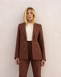 Blazer Em Alfaiataria Ombreira e Botões Doce Flor