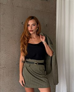 Saia Mini Alfaiataria Listrado Lapela Donna Ritz