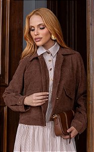 Jaqueta Em Veludo Cotelê Com Bolsos Frontais