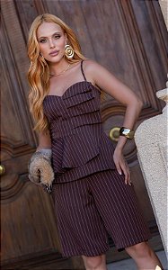 Blusa Em Alfaiataria Risca De Giz