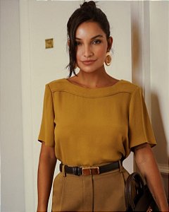 Blusa Em Crepe Decote Canoa Donna Ritz