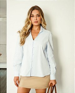 Camisa Em Tricoline Vista Com Botão Forrado Donna Ritz
