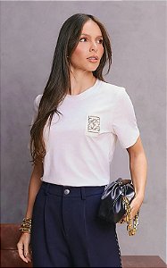 T-Shirt Com Aviamento Dourado Unique Chic