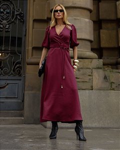 Vestido Midi Em Viscose Decote Em V