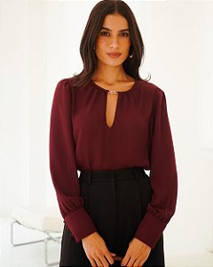 Blusa Decote Gota Com Aviamento Donna Ritz