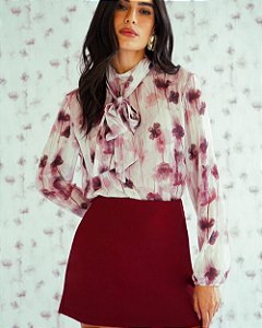 Blusa Estampa Exclusiva Gola Laço Donna Ritz